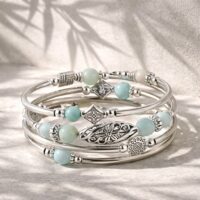 bracelet bohème en perles de pierre naturelle turquoise