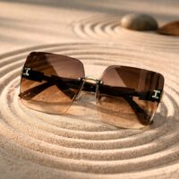 lunettes de soleil carrées oversize sans monture verres dégradés